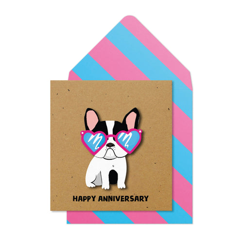Anniversary Frenchie, Handmade Greeting Card