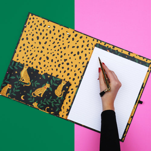 A4 Leopard Clipboard Padfolio