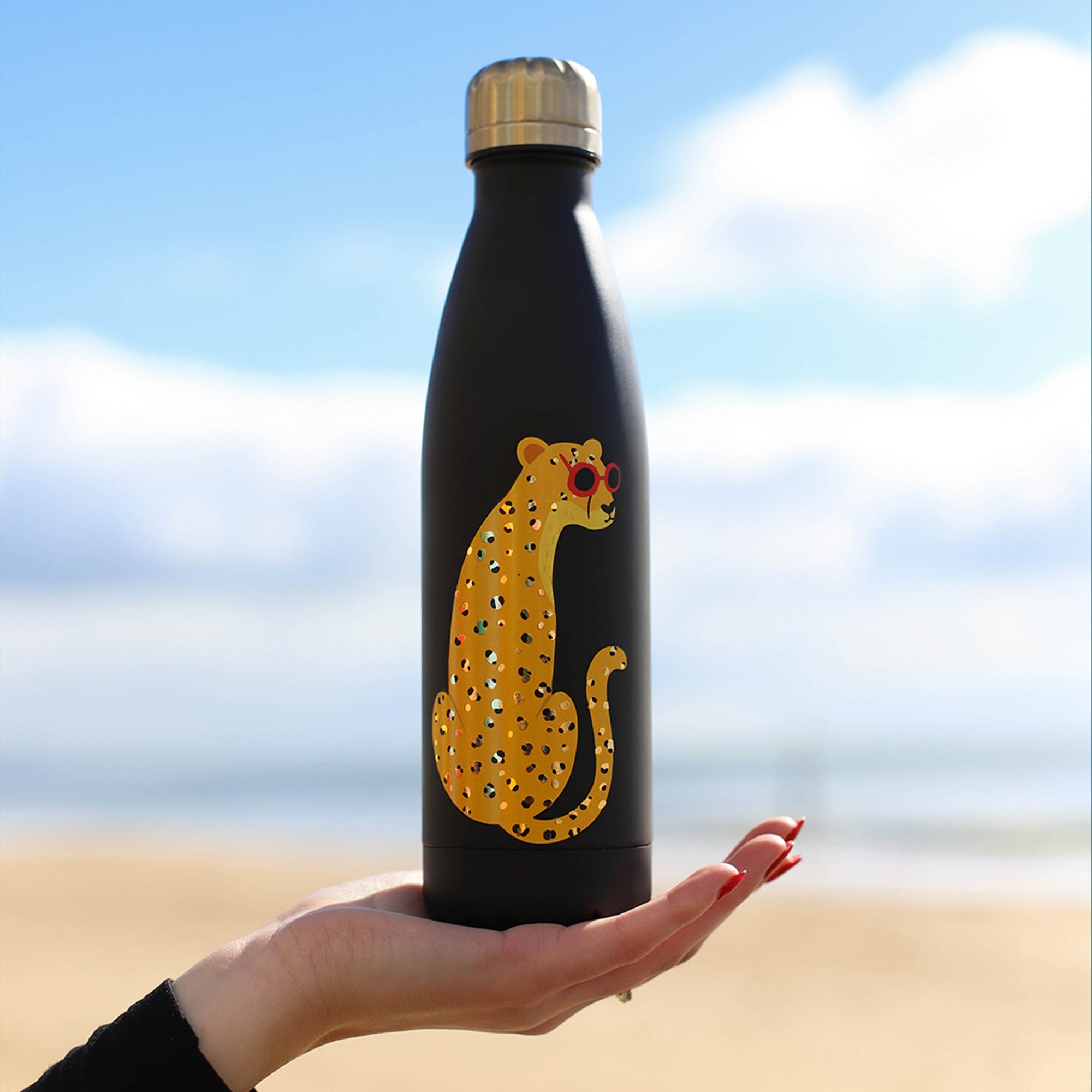 Gold Leopard Drink Bottle