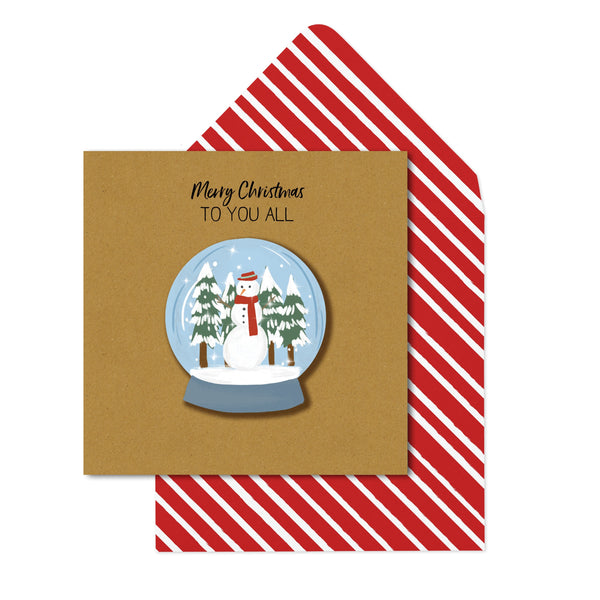 Merry Christmas Vintage Snow Globe | Handmade Greeting Card