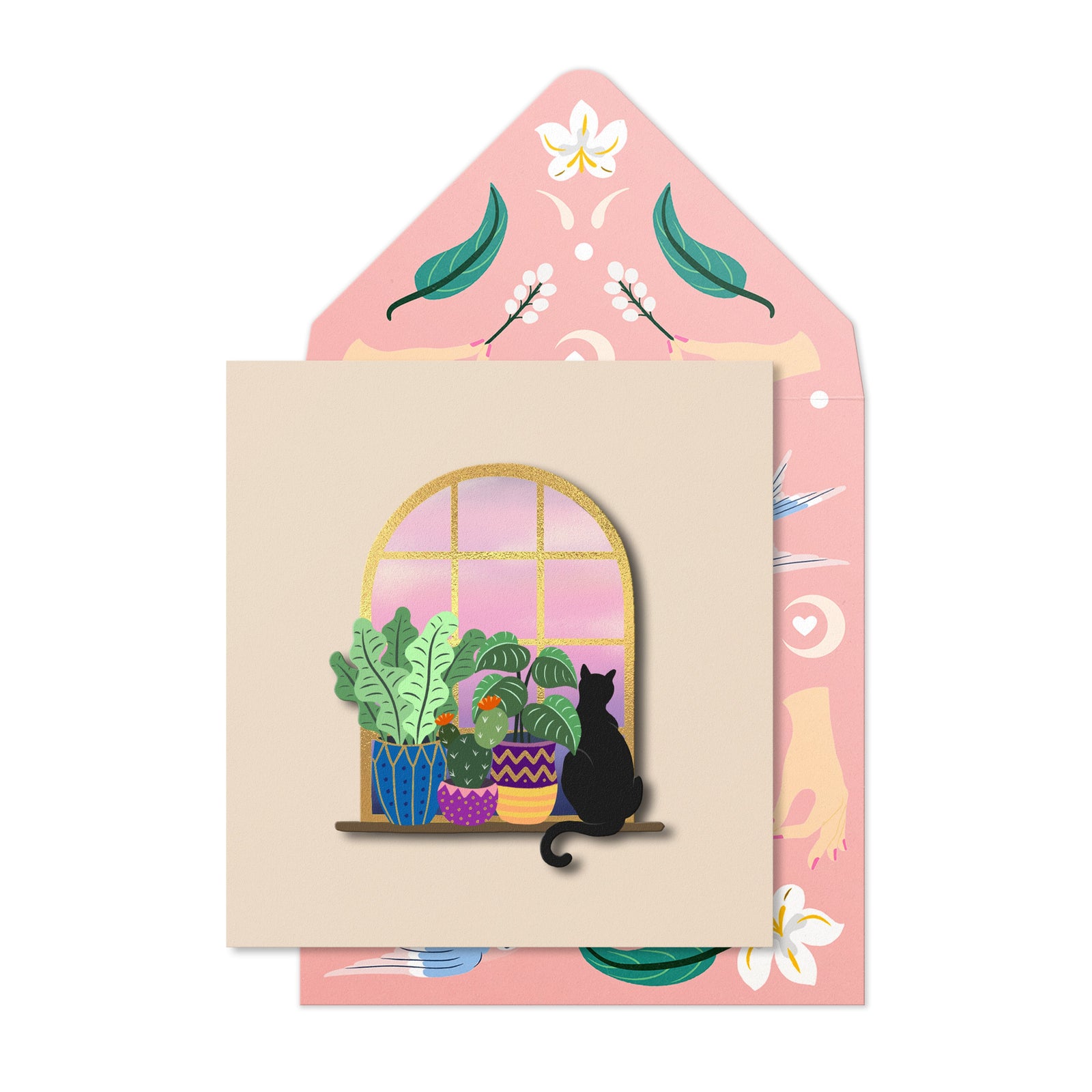 Cat in the Window, Handmade Greeting Card