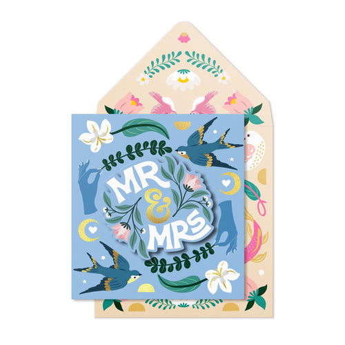 Mr & Mrs, Handmade Wedding Greeting Card