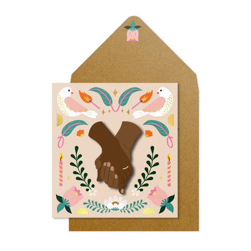 Holding Hands, Wedding Handmade Greeting Card