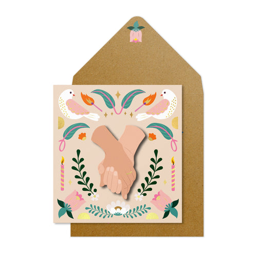 Holding Hands, Wedding Handmade Greeting Card